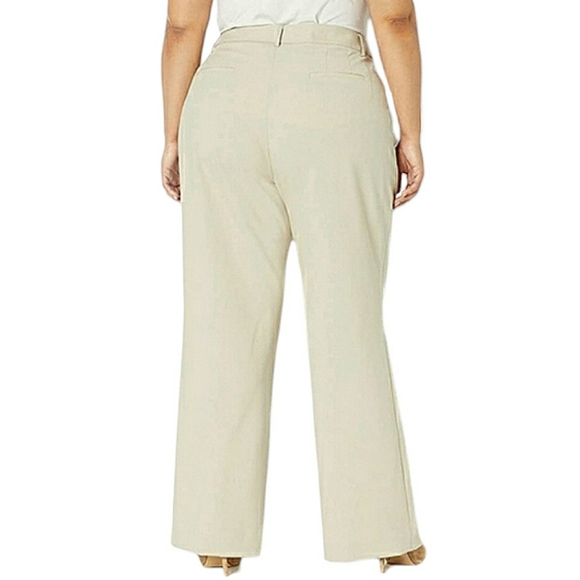 Tahari Wide Leg High Waisted Trousers Khaki Tan Hidden Closure Career Pants 10 - Picture 2 of 16